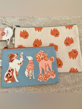 NWT Set of 2 Dog Theme Zipper Pouches